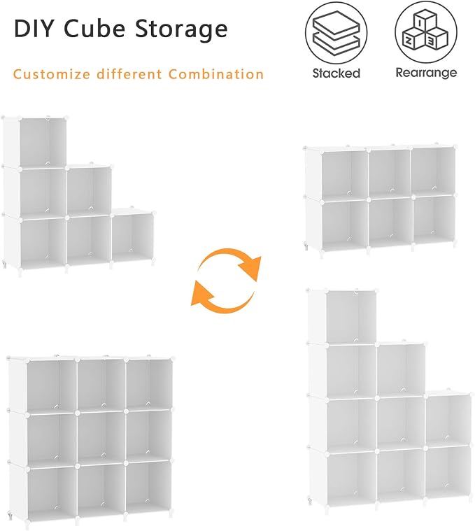 AWTATOS Cube Storage Organizer, Storage Cubes Shelves Bookshelf, 6 Cube Closet - Image 6