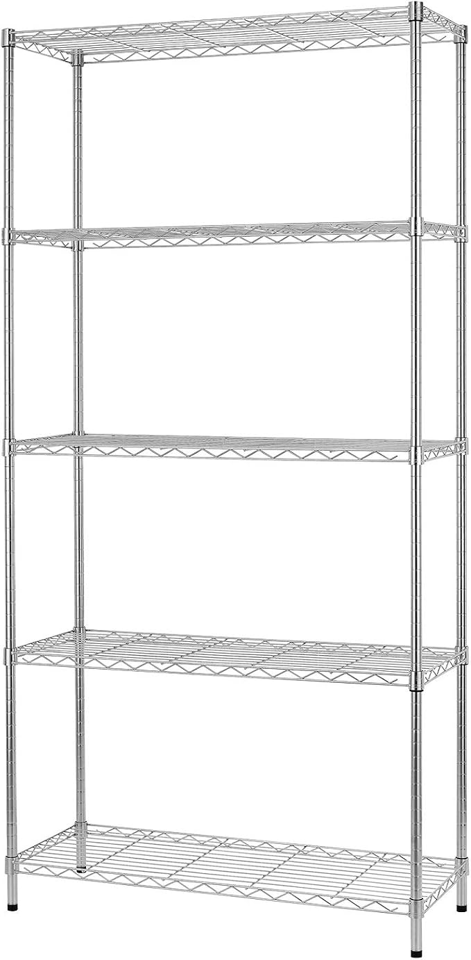 BestOffice | 5-Tier Wire Storage Shelves | 36x14x72 | Chrome | by BestOffice