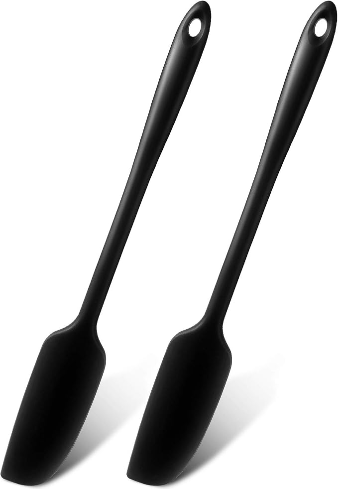 Patelai 2 Pieces Silicone Jar Spatula Long Handle Non-stick Rubber Scraper Heat by Patelai