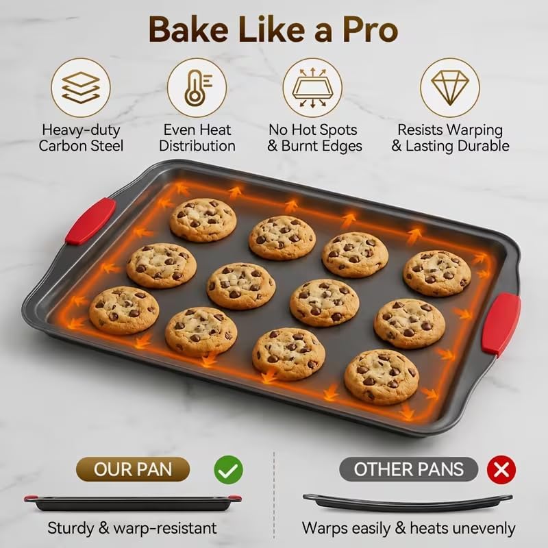 4-Piece Nonstick Carbon Steel Baking Sheet Set, Small Medium Large