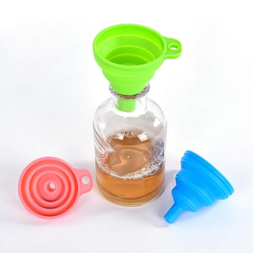 Kitchen Silicone Collapsible Funnel Set of 3, Small and Large, - Image 7