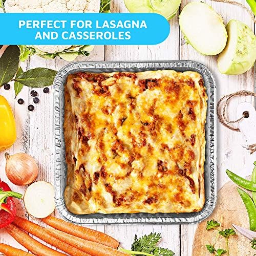 MontoPack 9” Disposable Aluminum Foil Square Baking Pans | 9 x 9 Cake