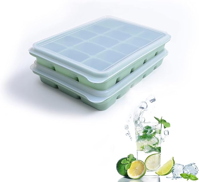 Ice Cube Trays Set of 2, Easy Release 15 Flexible Silicone Ice Cube Molds by Tvmania