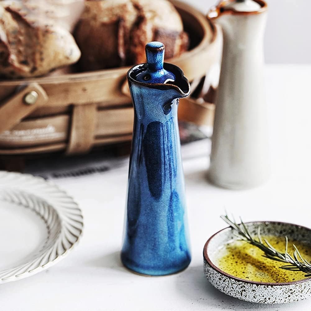 Small Ceramic Olive Oil Dispenser Bottle for Storage Of Oil, Vinegar