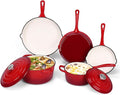 QuliMetal Nonstick Enameled Cast Iron Cookware Set, 5-Piece Pots and Pans Set by QuliMetal