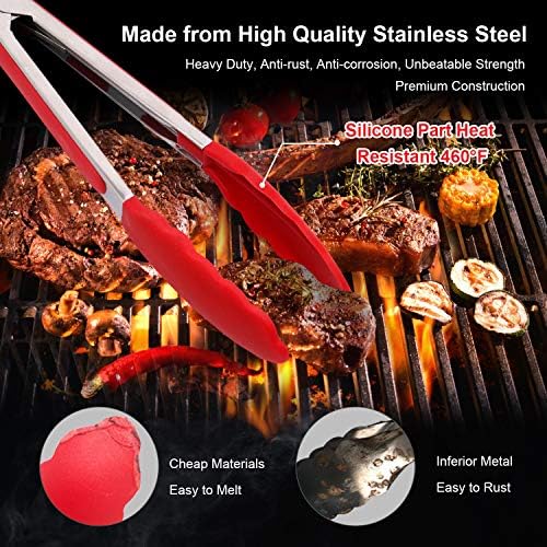 ForTomorrow Kitchen Tongs with Silicone Tips, Set of 5