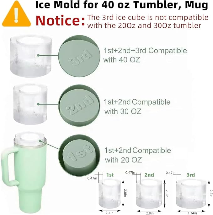 Tcamp Ice Mold for 30-40 oz Tumbler Cup, Silicone Ice Cube Tray - Image 4