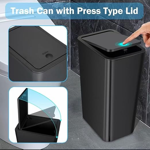 Compact Push-in Trash Can with Lid - Image 7