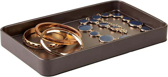 mDesign Modern Decorative Metal Guest Hand Towel Tray Holder Organizer - Image 7