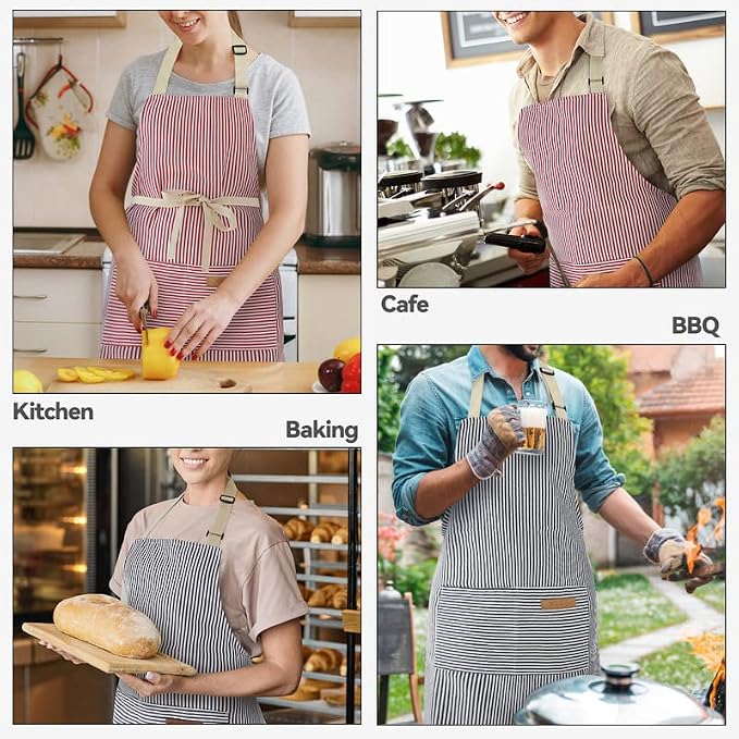 NLUS 2 Pack Kitchen Cooking Aprons, Adjustable Bib Soft Chef Apron - Image 7