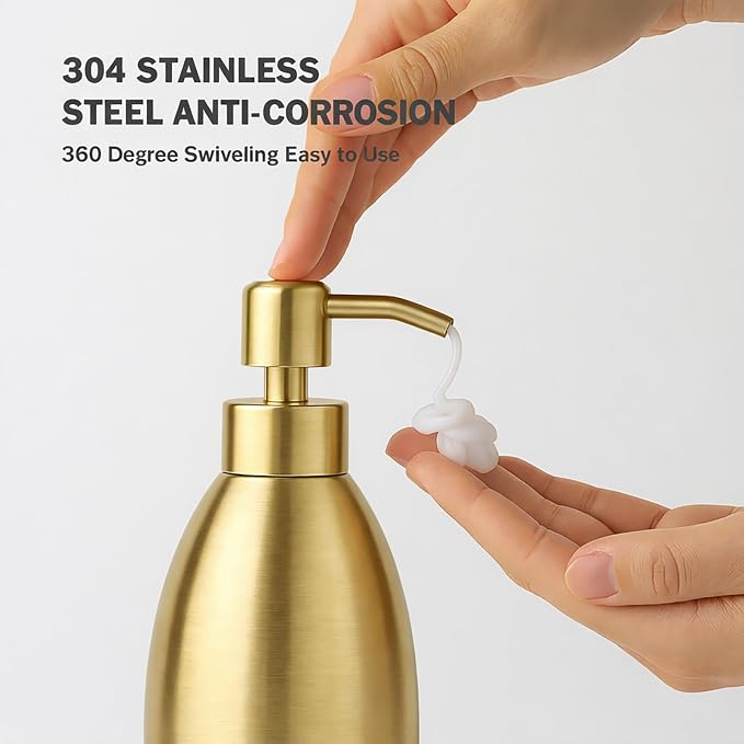 304 Stainless Steel Soap Dispenser 16oz Rust-Proof Liquid Soap Pump Bottle - Image 4