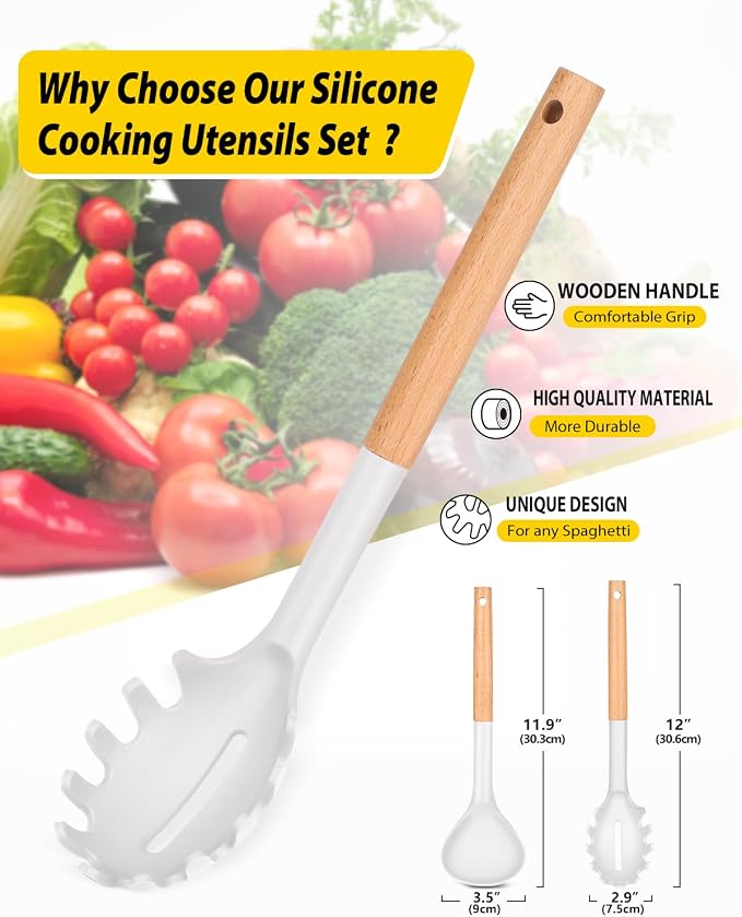 Silicone Pasta Fork and Ladle Spoon Set - Image 2