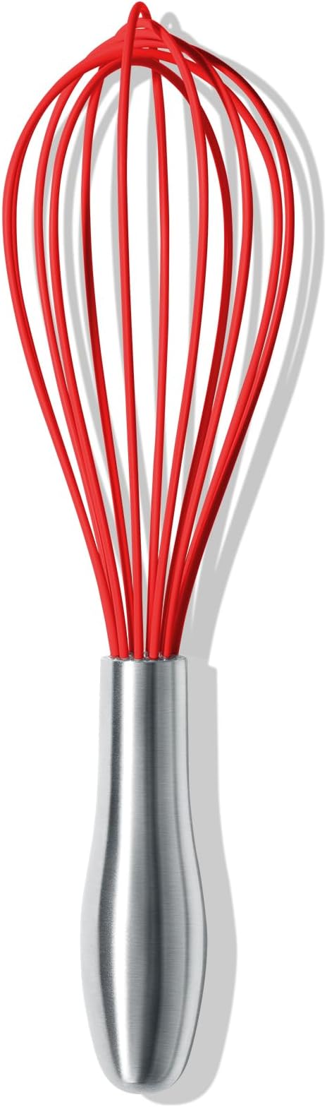 OYV 10-Inch Red Silicone Whisk, Heat Resistant 480°F Kitchen Whisk by OYV