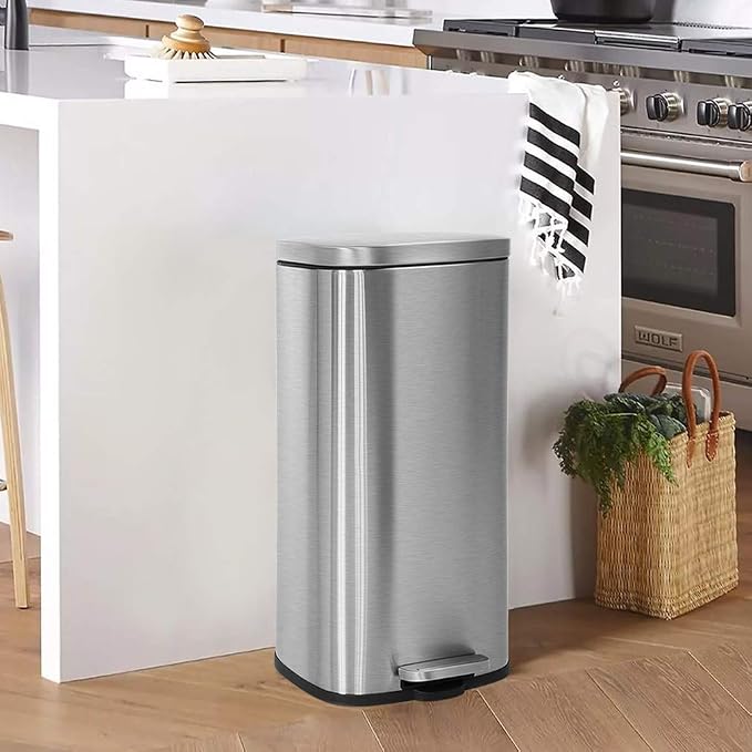 FDW | 8 Gallon Trash Can with Lid | Stainless Steel | Fingerprint Proof | Made - Image 6