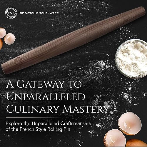 Black Walnut French Style Rolling Pin: Tapered Solid Wood Design. By