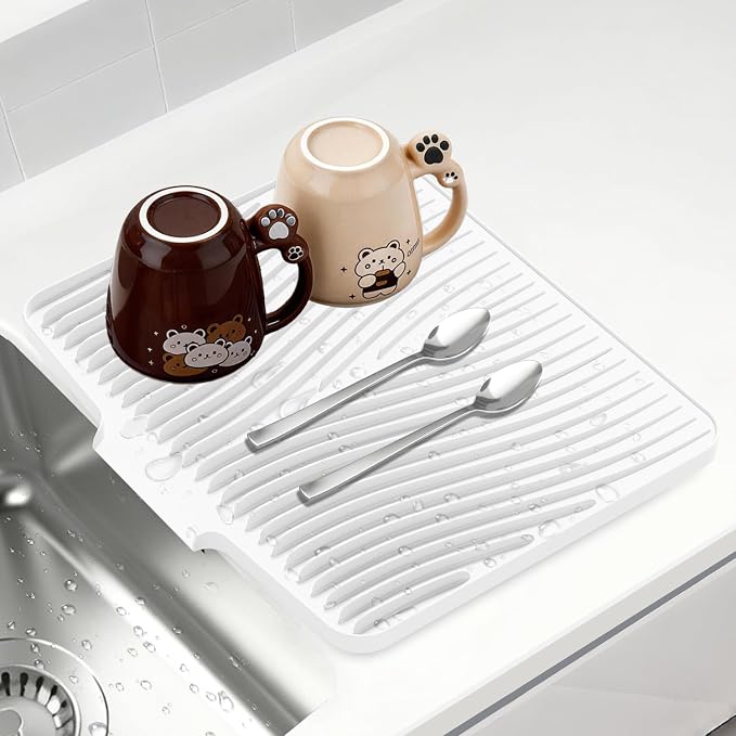 Silicone Dish Drying Mat for Kitchen Counter, Dish Drying Pad, Non-Slip Drain by COPLIB