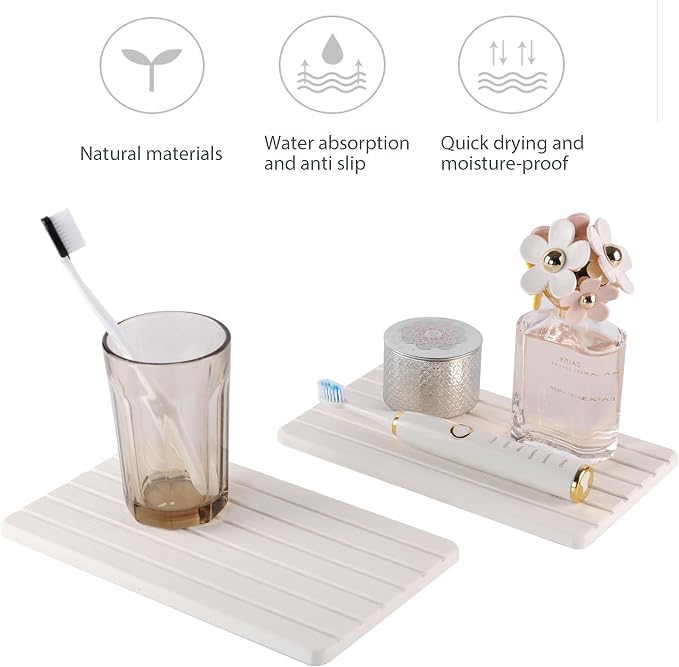 NiuYichee 2 PCS Water Absorbent diatomite Coasters, 9.5" x 5.5" Water Absorbing - Image 7