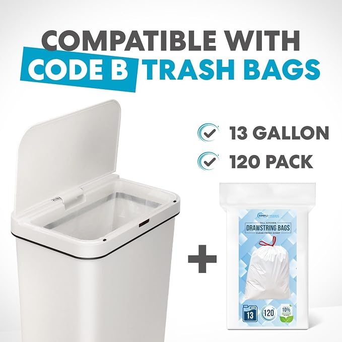 Simpli-Magic 13 Gallon Motion Sensor Touchless Trash Can – Automatic Hands-Free - Image 2