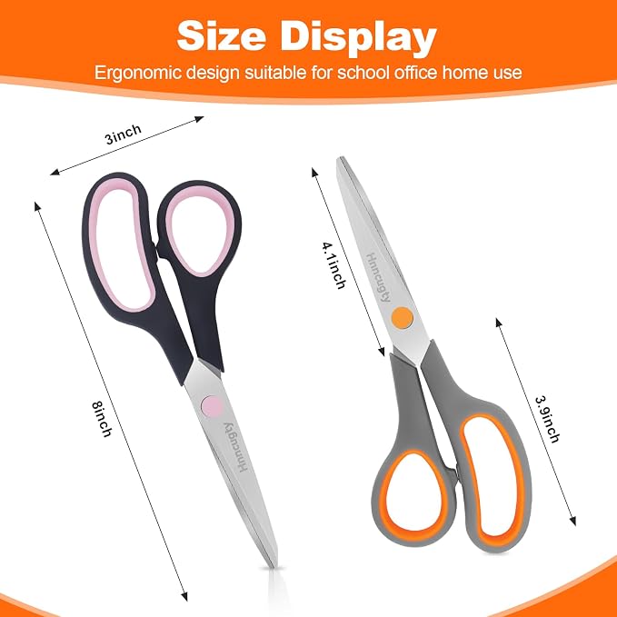 Scissors for Office School Supplies, Hnncugty 8" Scissors All Purpose Bulk Set - Image 5
