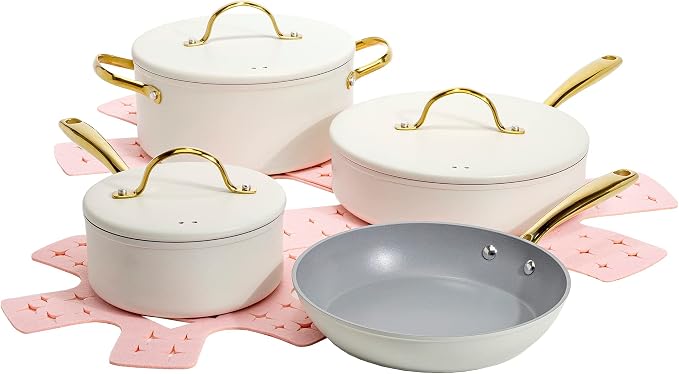 Paris Hilton Iconic Nonstick Pots and Pans Set, Matching Lids by TheWorldofParisHilton
