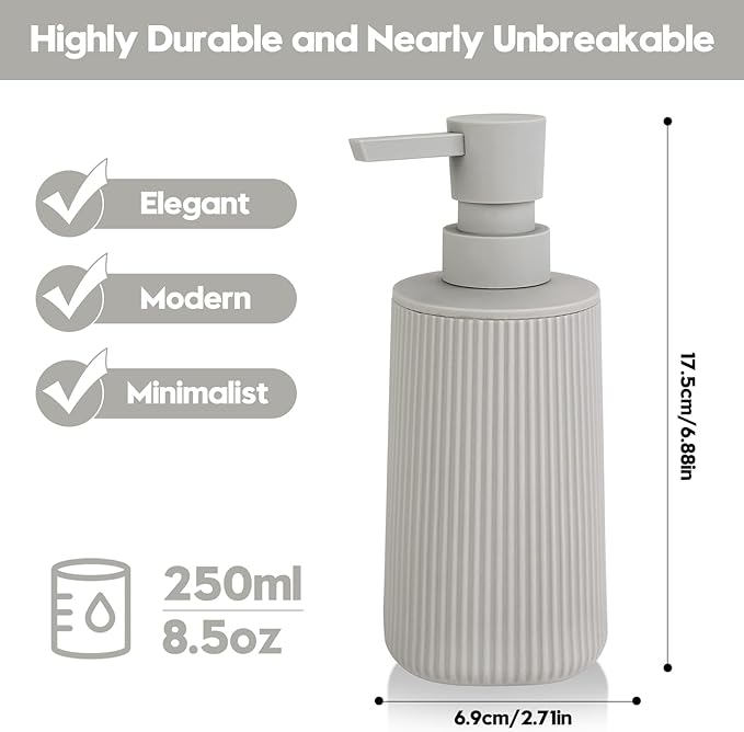 Small Soap Dispenser for Bathroom and Kitchen, Modern Farmhouse Striped Style - Image 6