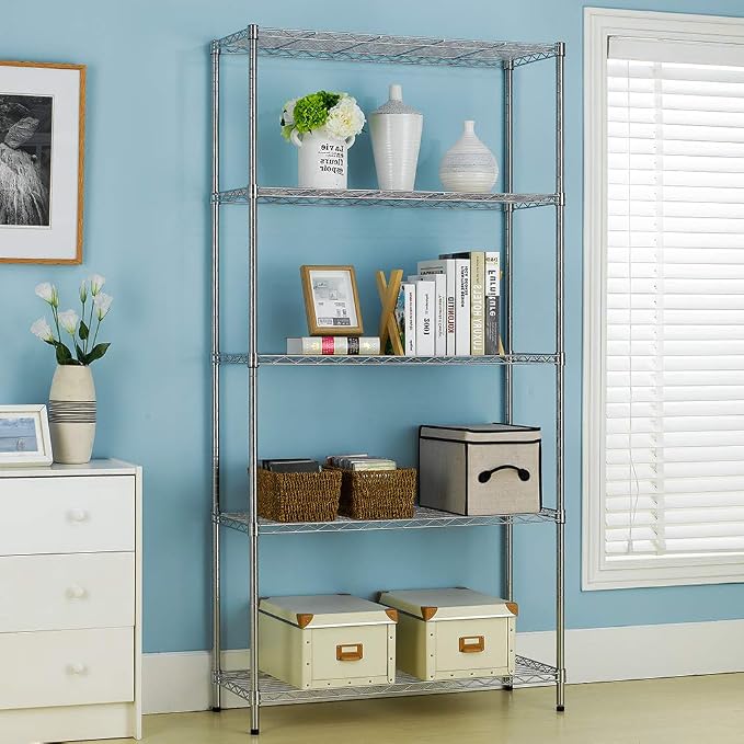 BestOffice | 5-Tier Wire Storage Shelves | 36x14x72 | Chrome | - Image 2