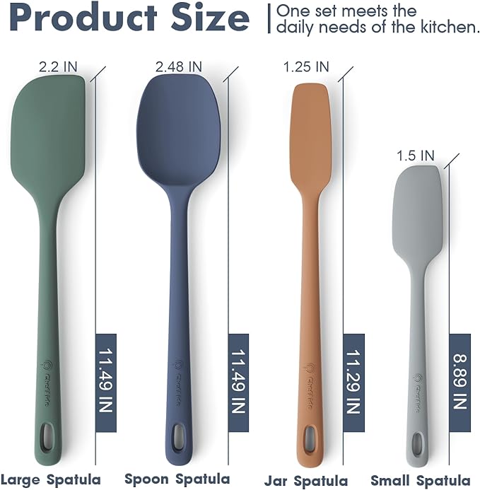 ChefAide 4 Pieces Silicone Spatula Set, Food Grade Rubber Spatula, Upgrade - Image 2