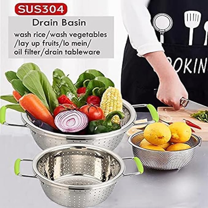 Stainless Steel Deep Colander Micro-perforated 2.5 Quart Metal Food Strainer - Image 3