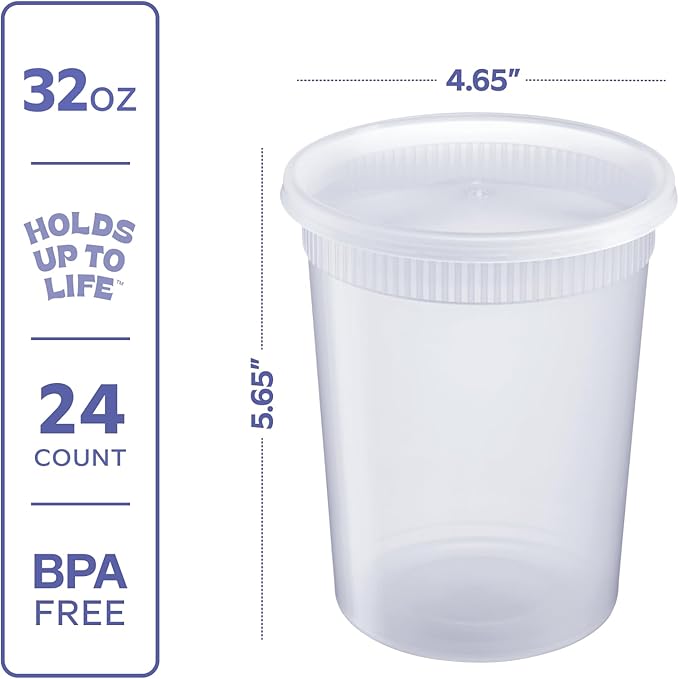 GUSTO [32 oz. - 24 Count Plastic Deli Containers - Disposable Food Storage - Image 2