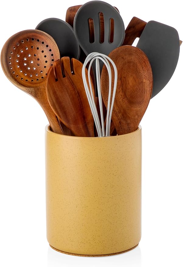 Nucookery Utensil Holder, 6.4" Ceramic Kitchen Utensil Holder by Nucookery