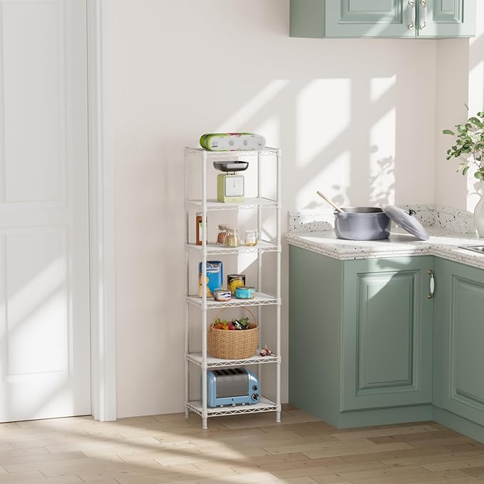 SINGAYE 6 Shelves Storage Shelf Wire Closet Bathroom Organizers Metal Pantry - Image 2