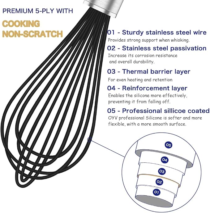 OYV Silicone Whisk, 3 pack Professional whisks - Image 3
