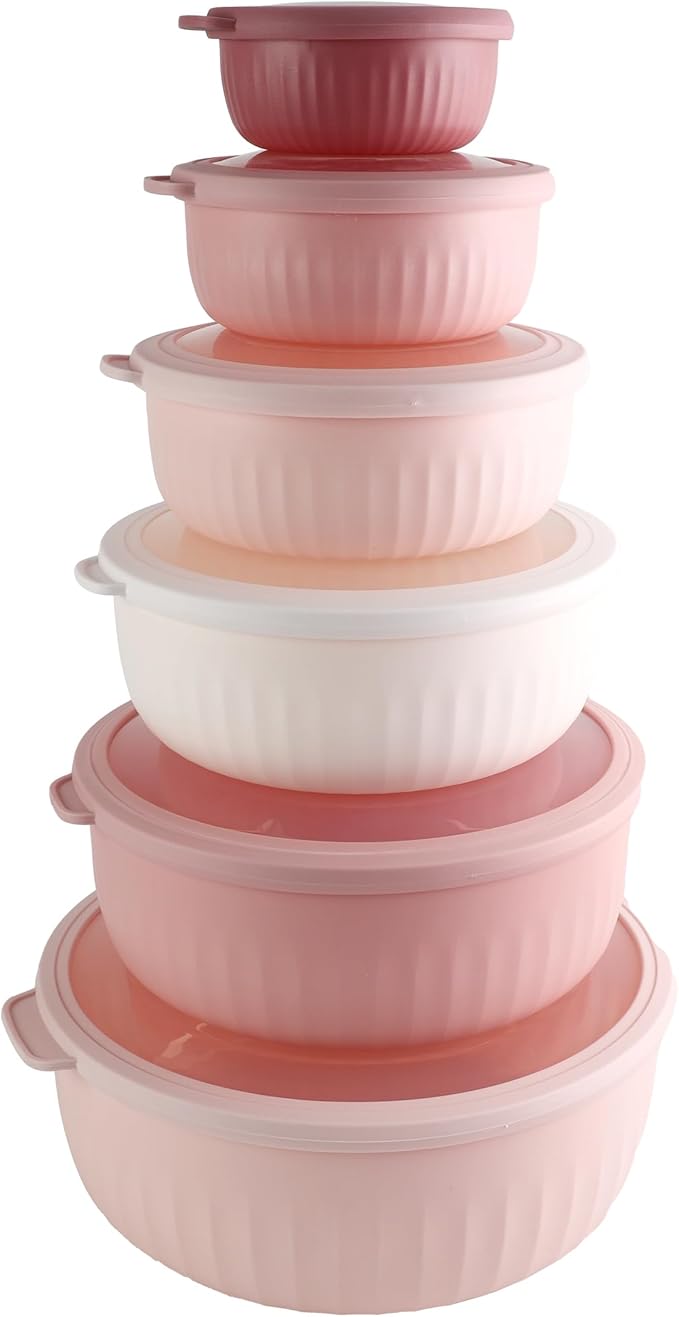 COOK WITH COLOR Prep Bowls with Lids- Wide and Deep Nesting Plastic Small by CookwithColor