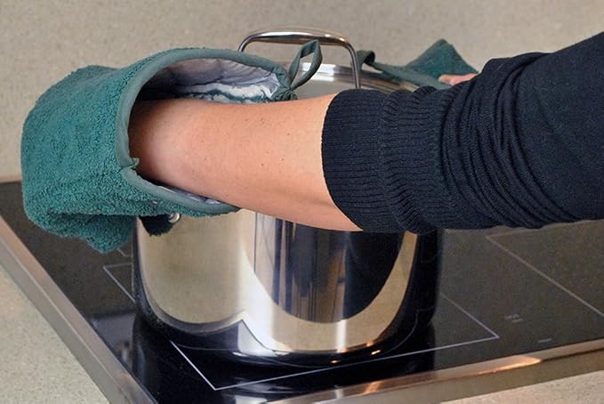 DII Basic Terry Collection 100% Cotton Quilted, Oven Mitt, Dark Green, 2 Piece - Image 5