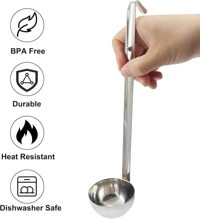 3 Oz Stainless Steel Ladle, Portioning and Serving Soup and Stew in Restaurants - Image 4
