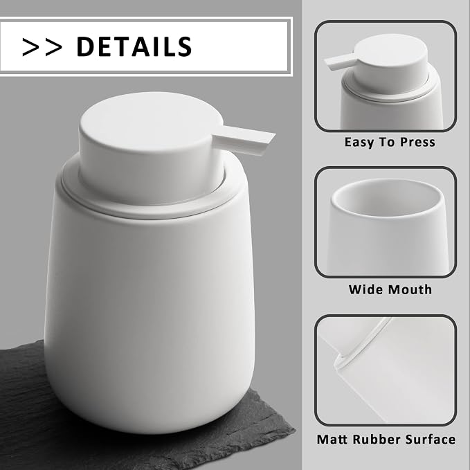 Soap Dispenser Ceramic with Easy-to-Press Pump Hand Lotion Liquid Dispenser - Image 9