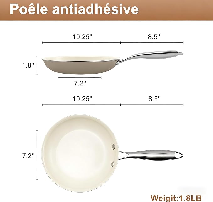 11 Inch Ceramic Nonstick Frying Pan Skillet - Image 3