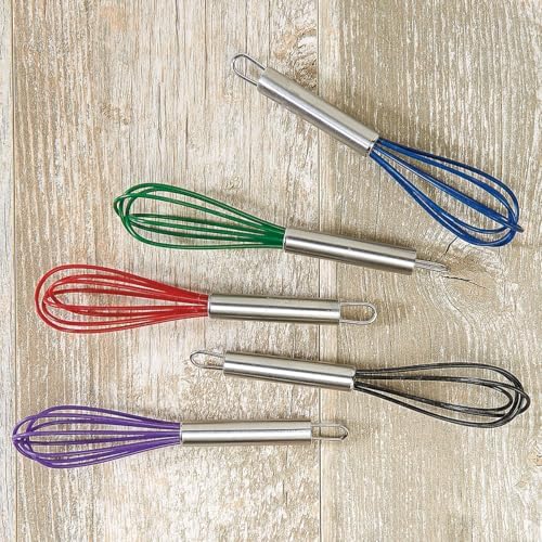 Lillian Vernon Colorful Mini Silicone Whisks Set – 5-Piece Rainbow