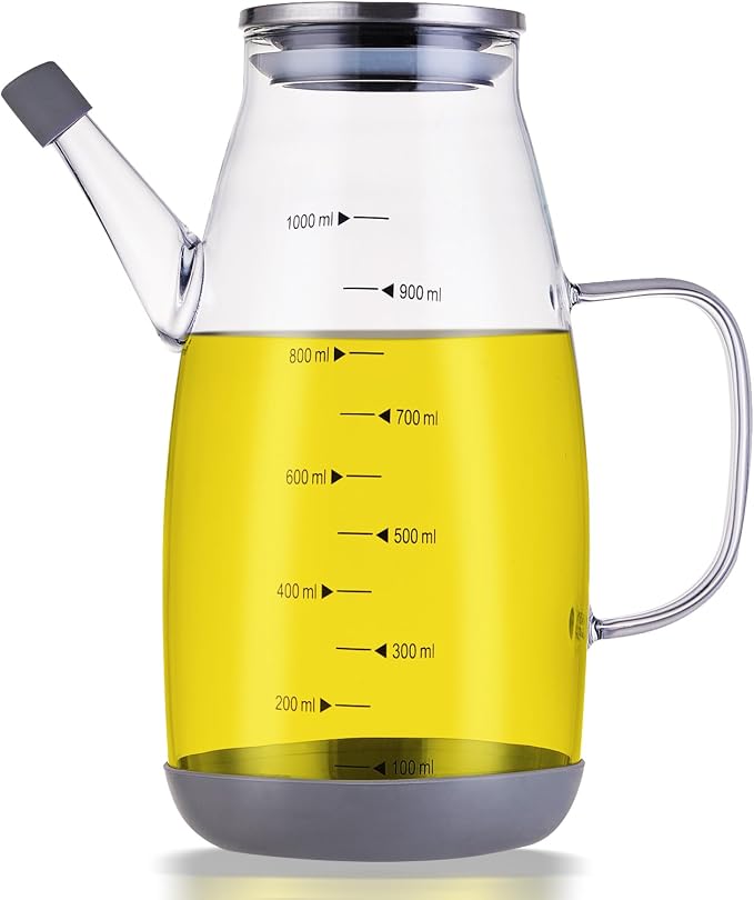 Oil Dispenser for Kitchen, 34OZ Glass Oil Bottle by Cucudoner