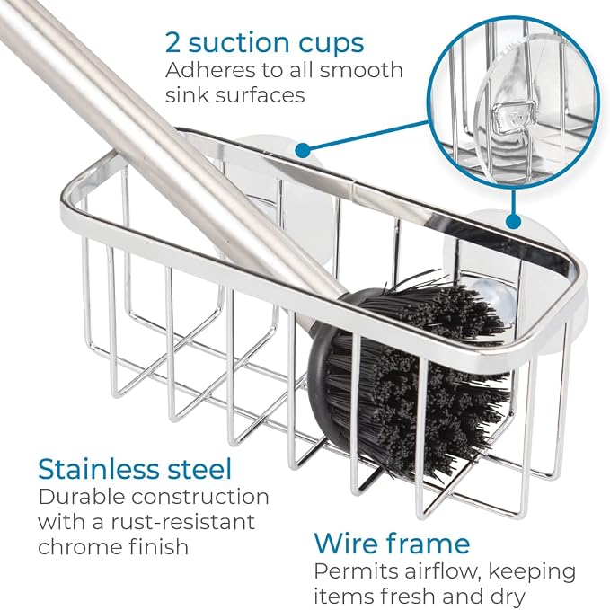 iDesign Gia Stainless Steel Dish Sponge Holder Basket - Image 5