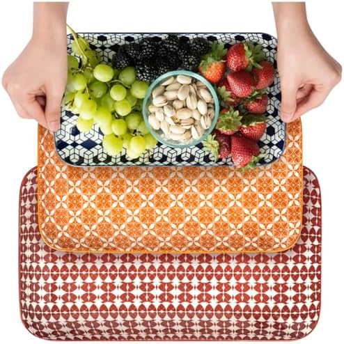 Annovero Serving Platter, Microwave & Dishwasher Safe, Set of 3