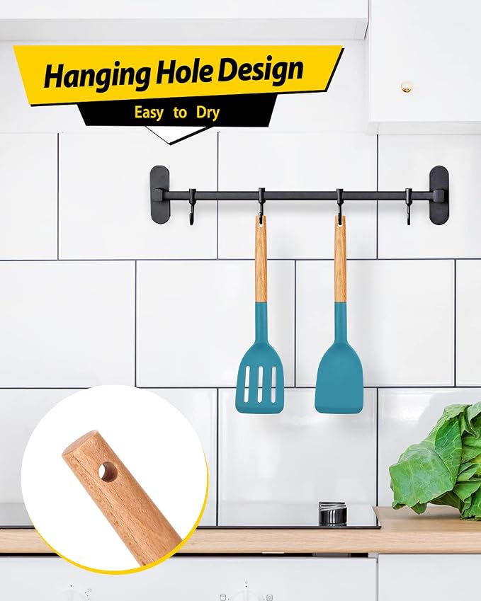 Pack of 2 Silicone Cooking Spatula, Heat Resistant Solid Turner, Non Stick - Image 6