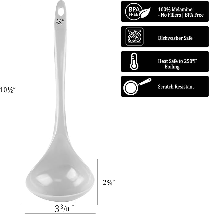 Reston Lloyd Melamine Soup Ladle Kitchen Utensil, Durable BPA-Free Plastic - Image 4