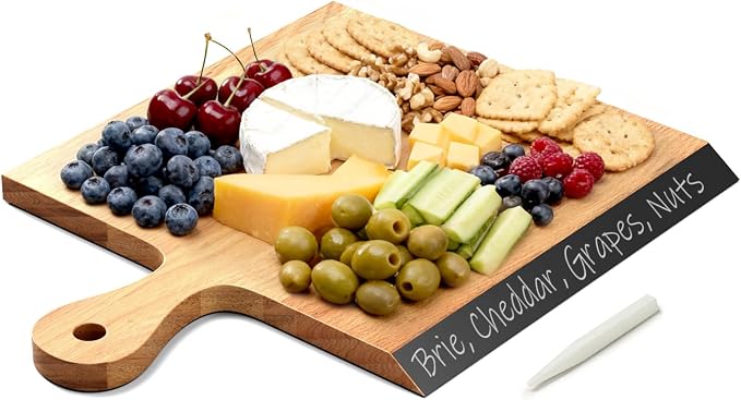 Acacia Wood Cutting Board with Handle, 2-in-1 Reversible Charcuterie Board & by Dofira
