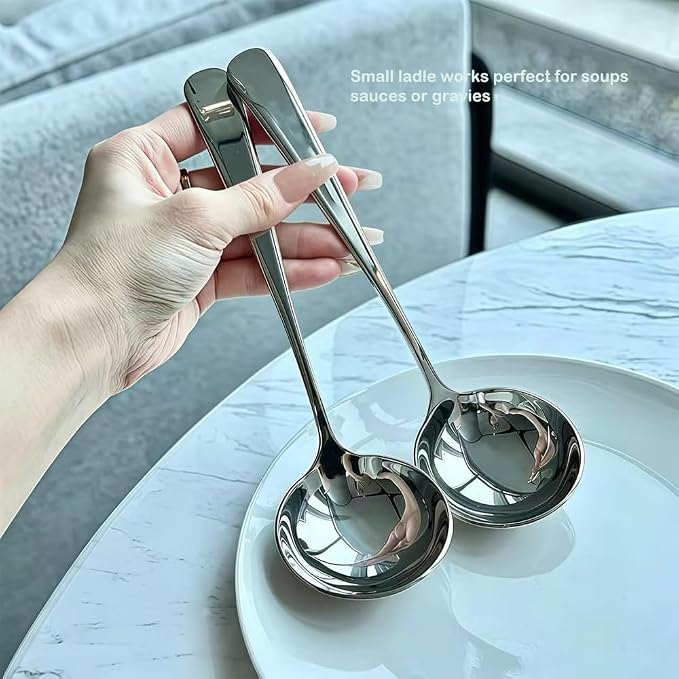 Small Ladle, 304 Stainless Steel Small Gravy Soup Serving Ladle - Image 3