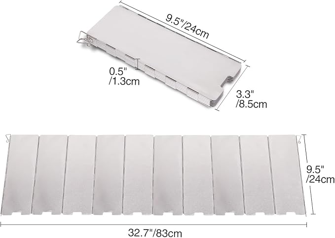 REDCAMP 2pcs Folding Outdoor Stove Windscreen, 10 Plates Aluminum Camping Stove - Image 4