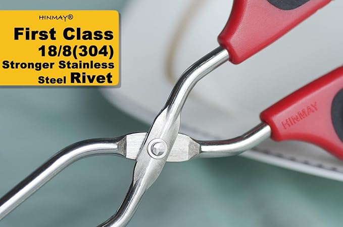 HINMAY Stainless Steel Scissor Tongs 11-Inch and 13-Inch Set - Image 4