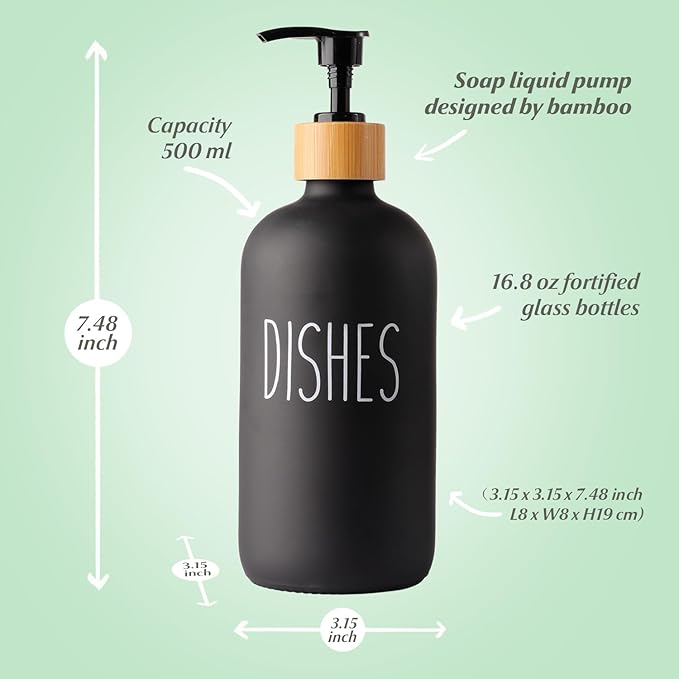 LOOCHICA 2 Pack Glass Soap Dispenser Set - Image 3