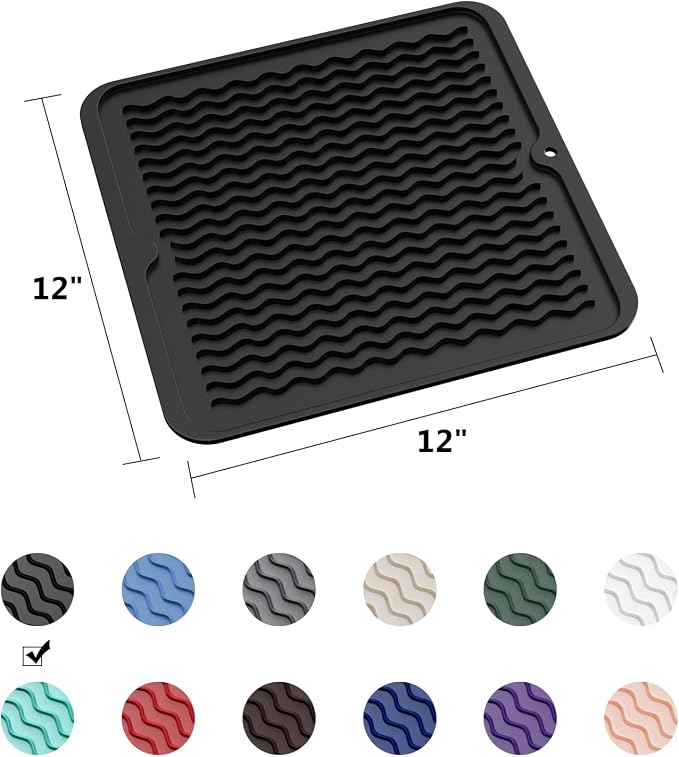 ZLR Silicone Dish Drying Mat 12" x 12" Square - Image 6