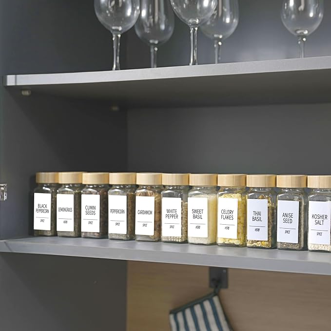 Churboro 24 Spice Jars with Labels & Bamboo Lids - 4 Oz Glass Containers with - Image 6
